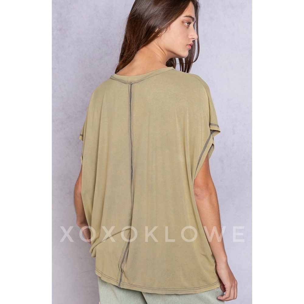 POL Olive Two Tone Studded & Embroidered Cross Top - Picture 11 of 14